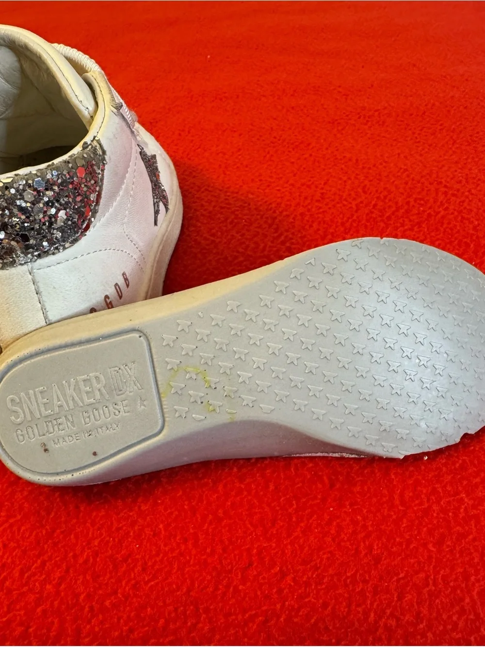 Golden Goose Girls June Sneakers Glitter Star Nappa Leather Size 25 Baby/Toddler